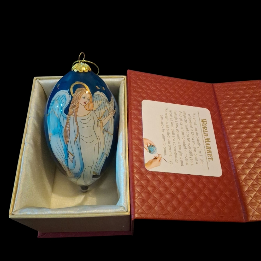 2021 World Market Li Bien Blue Angel Glass Holiday Ornament